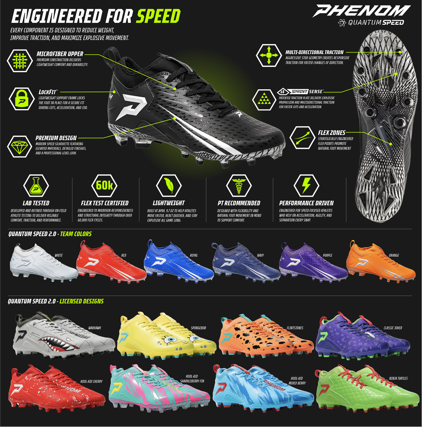 The Flintstones "Bedrock Blitz" Football Cleats - Quantum Speed by Phenom Elite