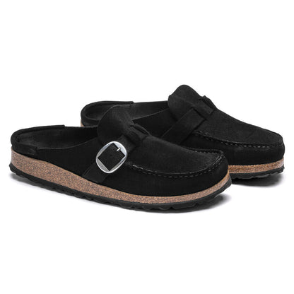 Women's Buckley Suede Leather Black Medium/Narrow
