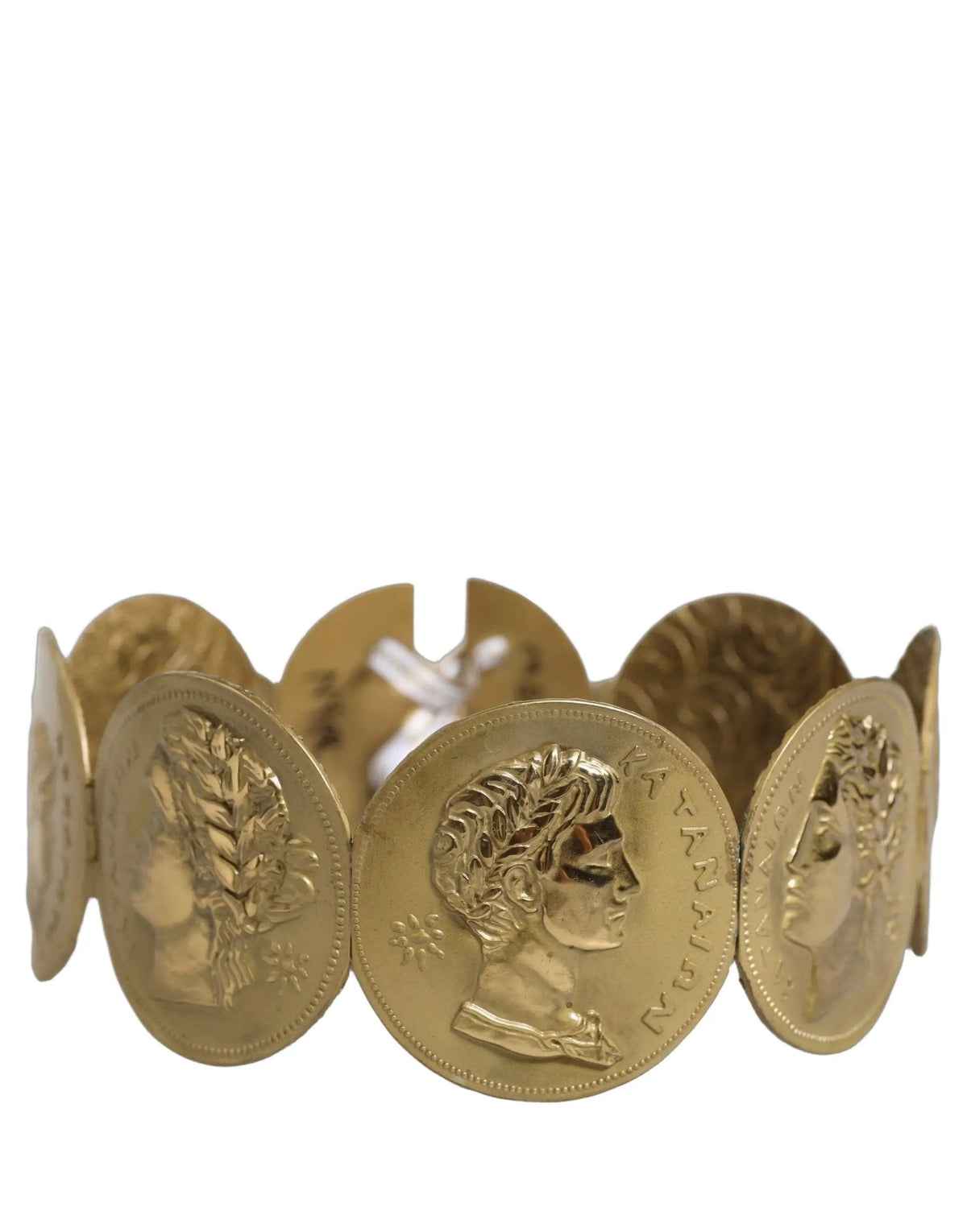 Dolce & Gabbana Gold Tone Brass Coin Metal Waist Cintura Belt