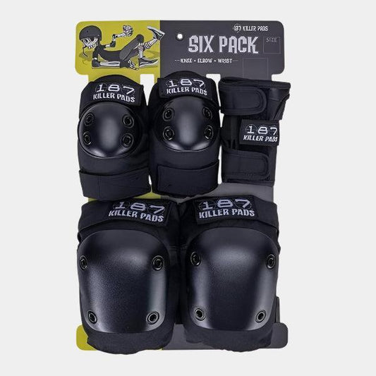 187 Six Pack Adult Pad Set Knee/Elbow/Wrist - Black L/XL