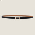 HM FOCUS BUCKLE & REVERSIBLE BLACK AND TAWNY BROWN LEATHER STRAP 13MM COPPER HARDWARE