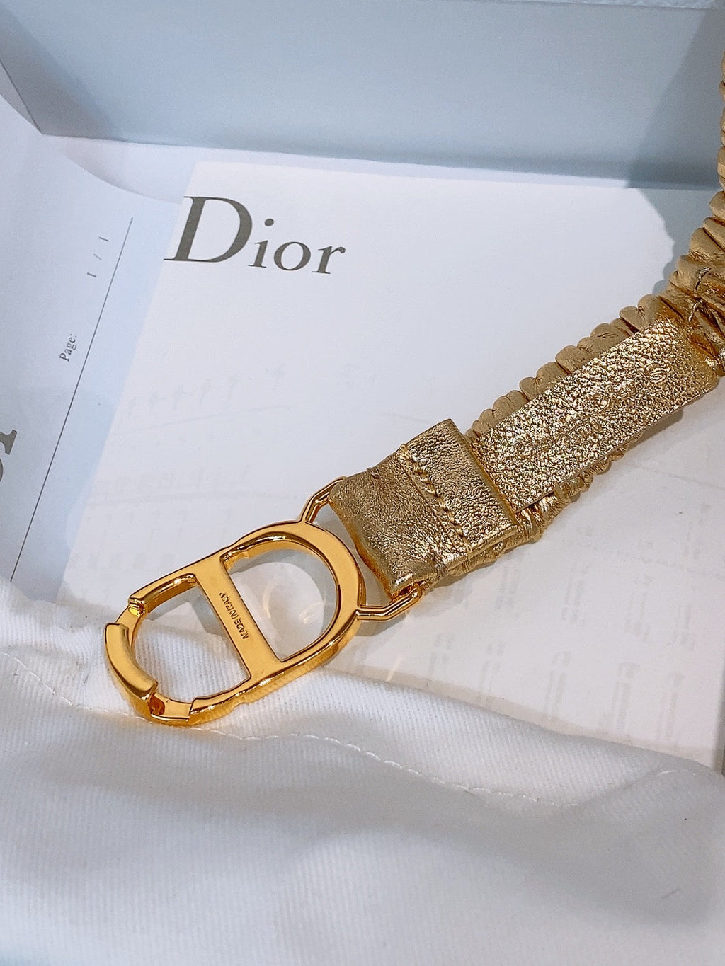 Dior Ruffled Belt 20mm Lambskin 201208