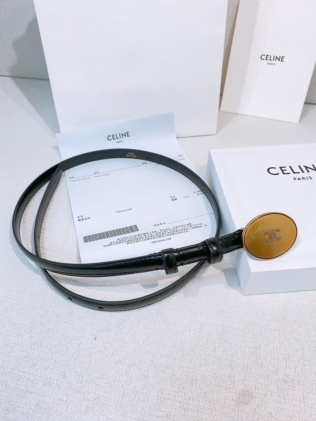 Celine 2026 Leather Belt 1.3cm With Gold-plated Triomphe Buckle