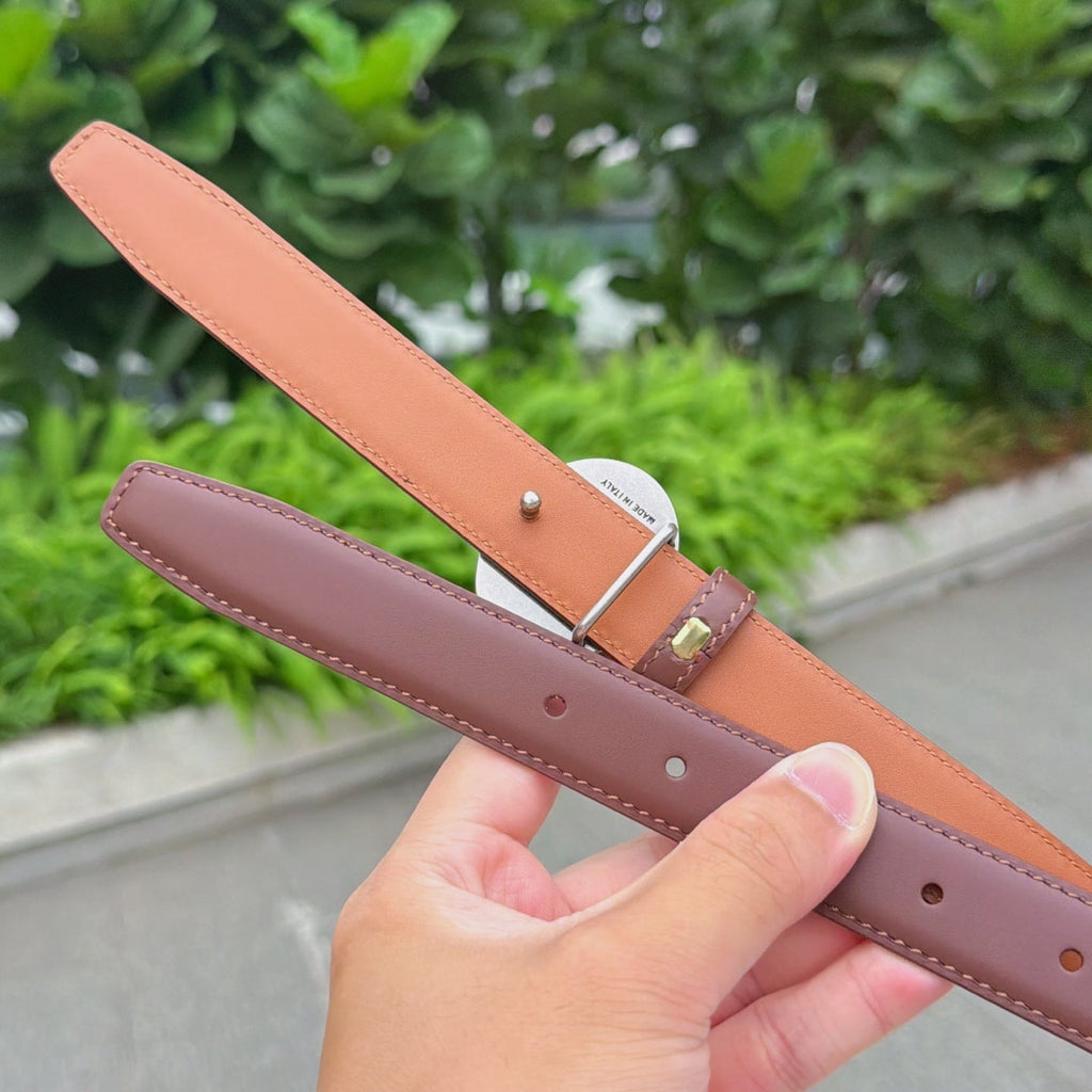 Celine 2026 Double-sided Belt 2.5cm Cowhide Gold Silver Buckle