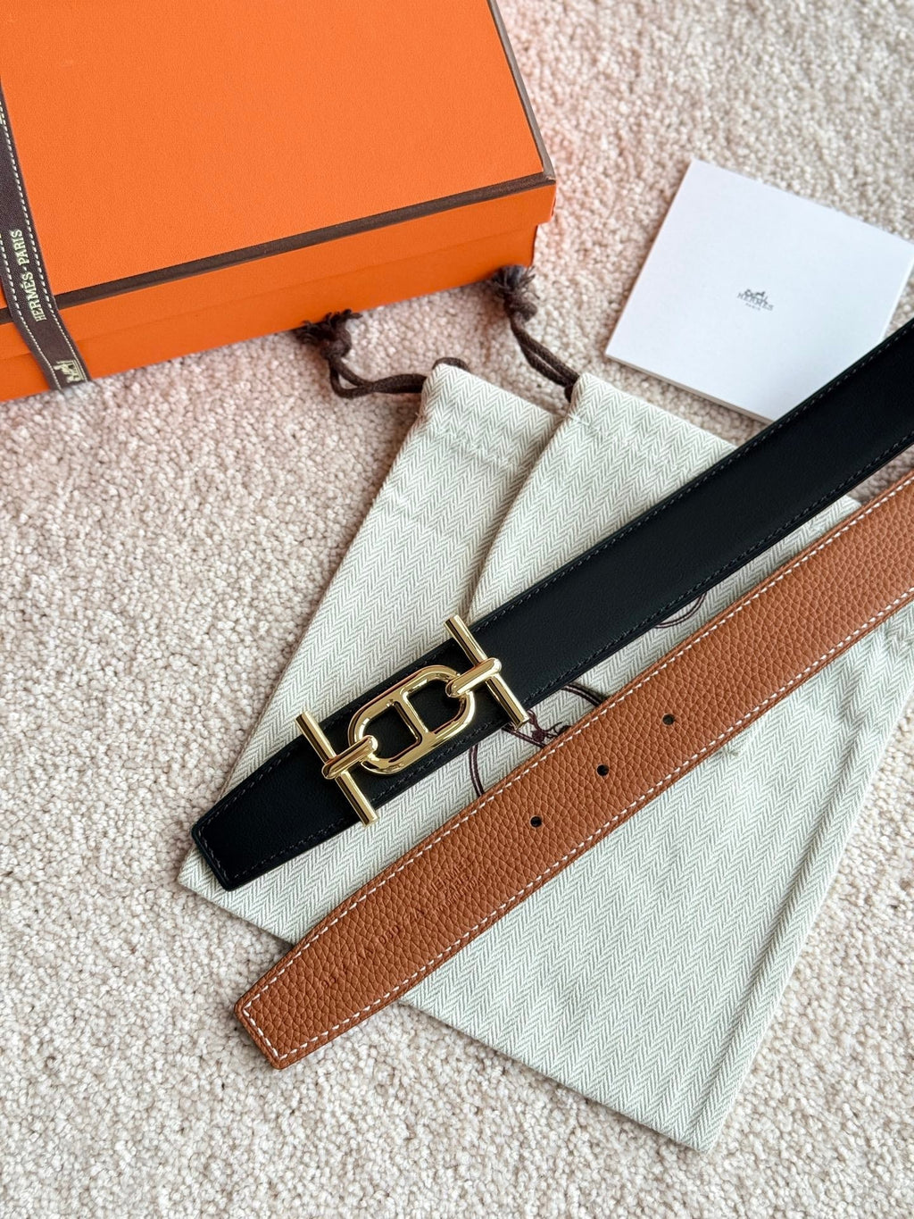 HM Ancre Buckle Belt 32mm Brown Leather 187516