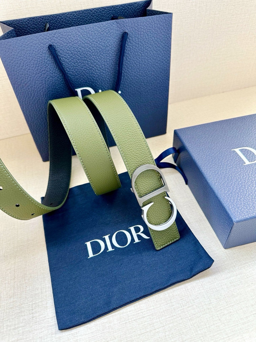 Dior 35mm Montaigne Reversible Belt Grained Calfskin 208469